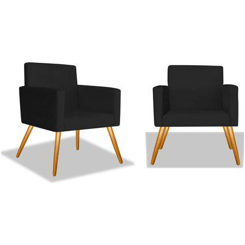 Tudo sobre 'Kit 2 Poltronas Cadeiras Decorativa Beatriz Sala Quarto Escritório Recepção Corino Preto - AM DECOR'