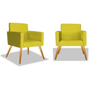 Kit 2 Poltronas Cadeiras Decorativa Nina Sala Quarto Escritório Recepção Corino - AM DECOR - AMARELO