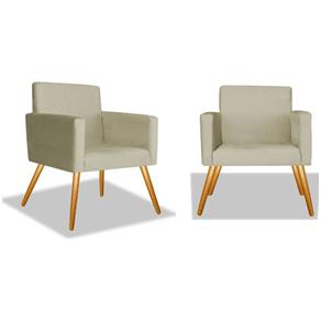 Kit 2 Poltronas Cadeiras Decorativa Nina Sala Quarto Escritório Recepção Suede - AM DECOR - BEGE