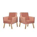 Kit 2 Poltronas Cadeiras Decorativas Nina Recepção Sala Escritório Suede Rosê – BC DECOR