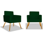 Kit 02 Poltrona Cadeira Beatriz Decorativa Recepção Sala Escritório Suede Verde Musgo - Amarena