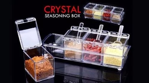 Kit Porta Condimentos Temperos Acrílico Crystal SeasoningKit