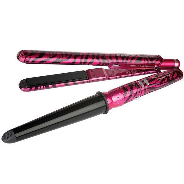 Kit Prancha + Modelador Cônico Babyliss PRO Animal Print Porcelain Ceramic PINK - Babyliss