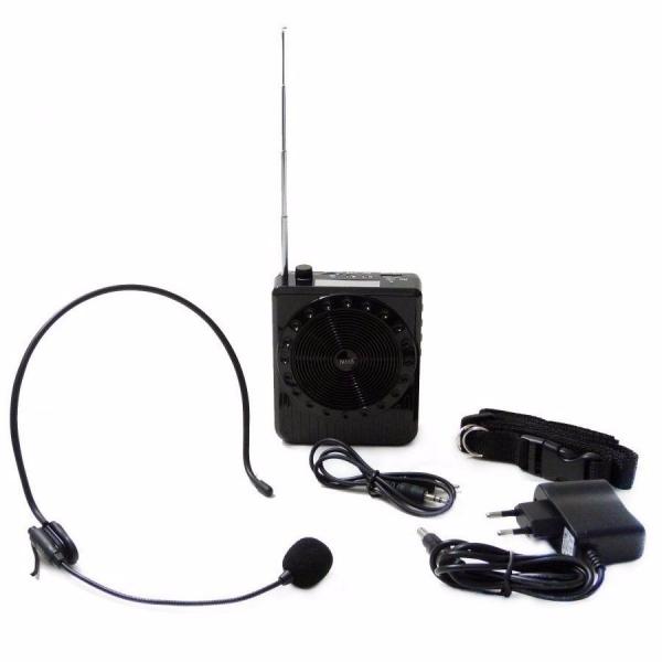 Kit Professor Megafone Portatil Amplificador com Radio Fm, Microfone e Usb e Sd Recarregavel - Import