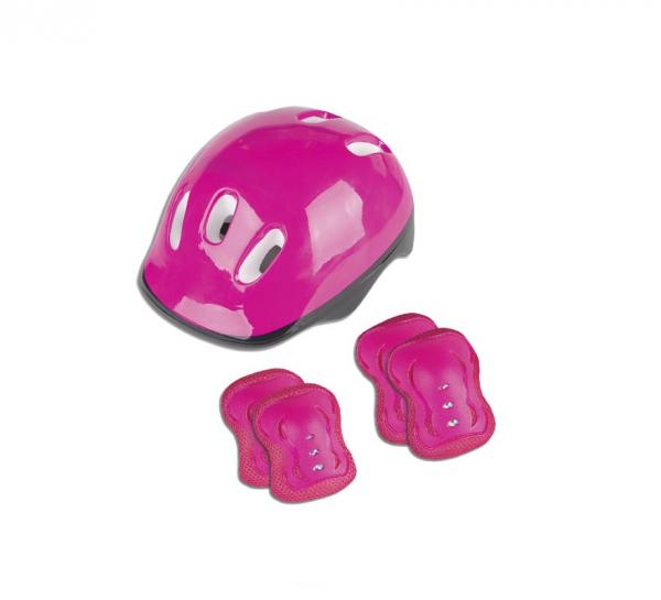 Kit Proteção Capacete Joelheira Cotoveleiras Pink - Fênix