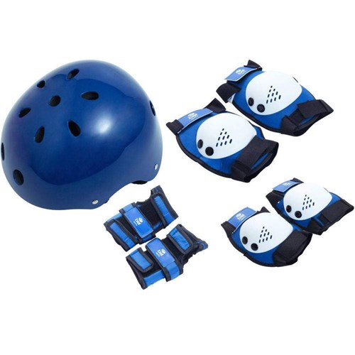 Kit Proteção com Capacete para Skate Tamanho M Bel Fix Azul