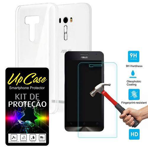 Kit Protecao Smartphone Asus Zenfone Selfie Zd551kl= Pelicula de Vidro e Capa Tpu Transparente - Upc