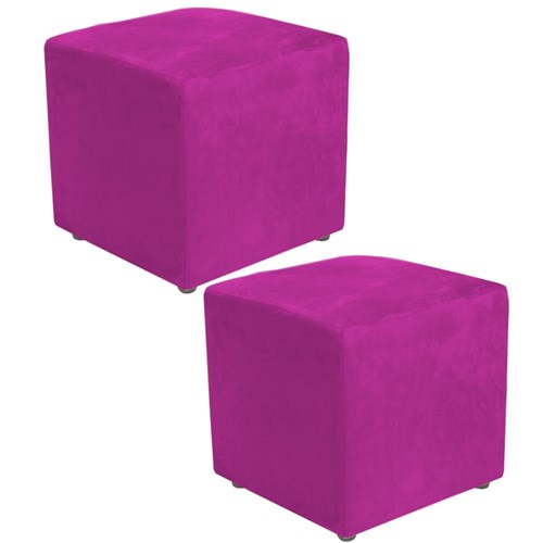 Kit 2 Puffs Quadrado Decorativo Suede 407 Lyam Decor Pink