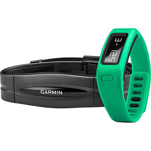 Kit Pulseira Inteligente Vivofit Verde Garmin + Monitor Cardíaco