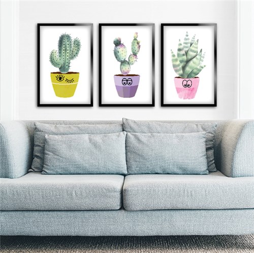 Tudo sobre 'Kit 3 Quadros Decorativos Cactus Love'