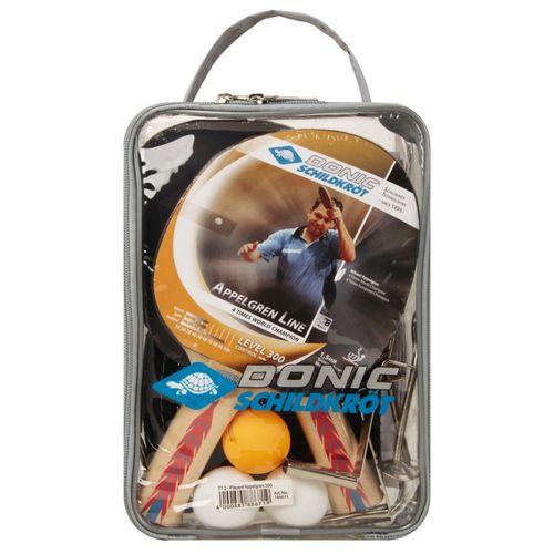 Kit Raquete de Tênis de Mesa Donic Appelgren 2 Player Set 300 (2 Raquetes, 3 Bolas, Suporte e Rede)