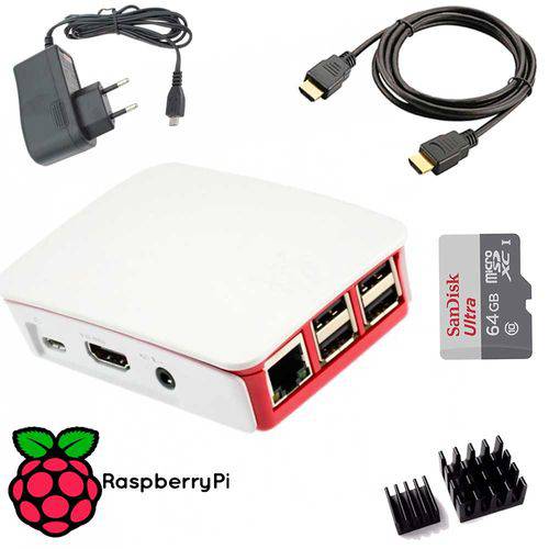 Kit Raspberry Pi 3 + Case Original +64gb+ Hdmi+ Fonte