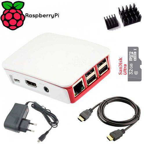 Kit Raspberry Pi 3 + Case Original +32gb+ Hdmi+ Fonte