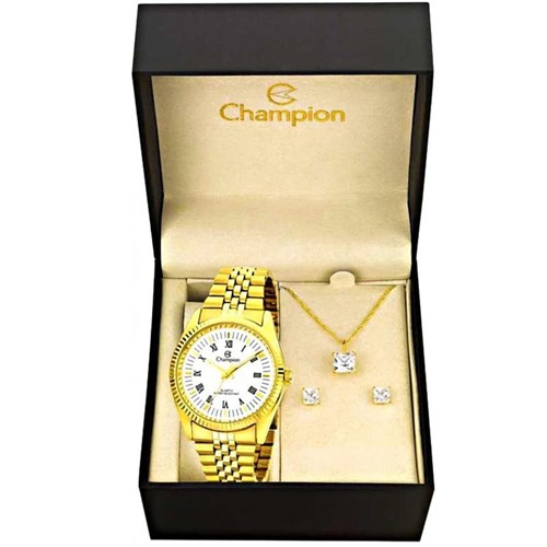 Kit Relógio Champion Feminino Números Romanos - Ch22859w