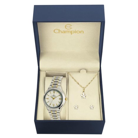 Kit Relógio Champion Feminino Números Romanos - Ch22984w