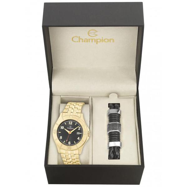 Kit Relógio Champion Masculino Dourada - CA31417X