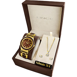 Kit Relógio Feminino Lince Analógico com Colar e Brincos - LRC4230L K622M2MK