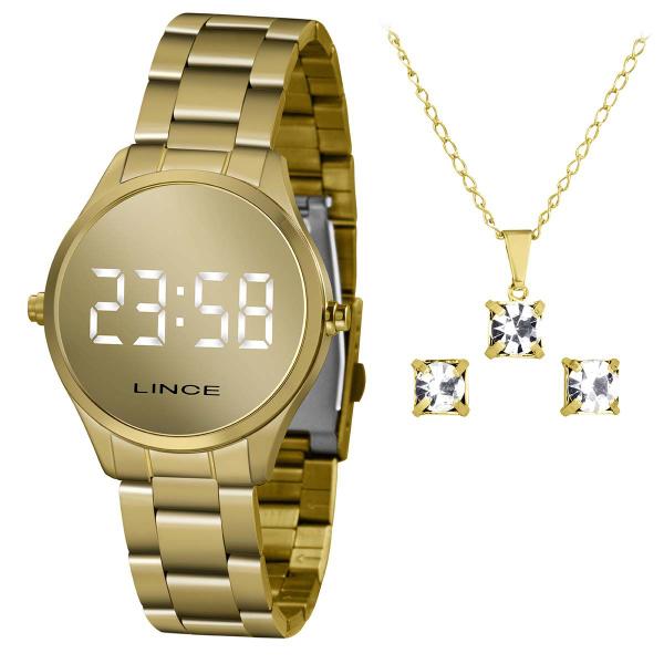 Kit Relógio Lince Digital Led Feminino MDG4617L BXKX Dourado