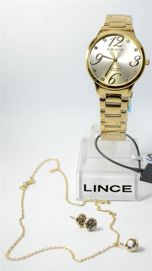 Kit Relógio Lince Feminino Lrgh074L Ku43 (Dourado)