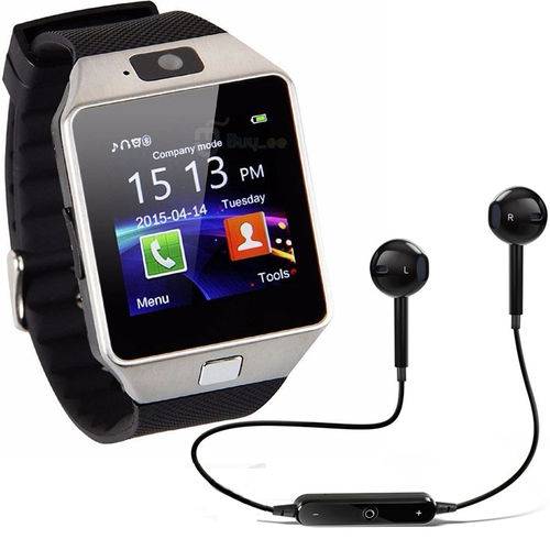 Kit Relógio Smartwatch Dz09 + Fone Bluetooth - Original Touch Bluetooth Gear Chip - Prata