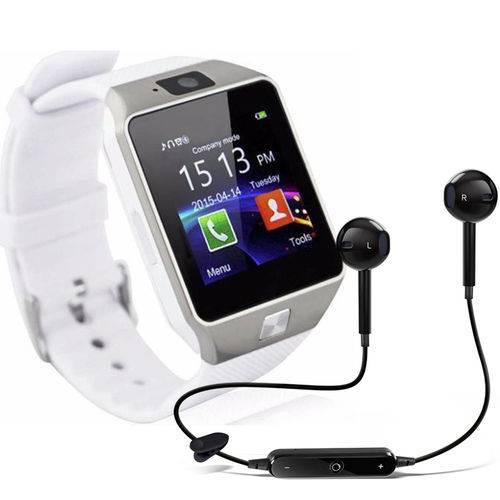 Kit Relógio Smartwatch Dz09 + Fone Bluetooth - Original Touch Bluetooth Gear Chip