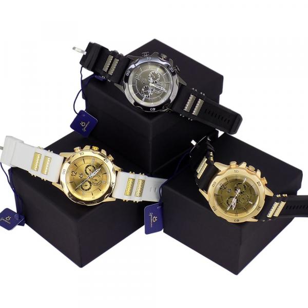Kit 3 Relógios Orizom Spaceman Silicone Dourado Preto + Caixa