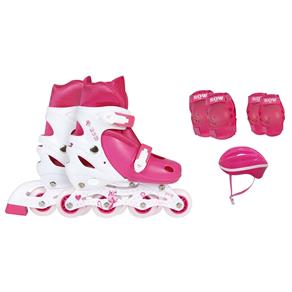 Kit Roller Infantil (Joelheira, Cotoveleira e Capacete) - Mor - P - Rosa