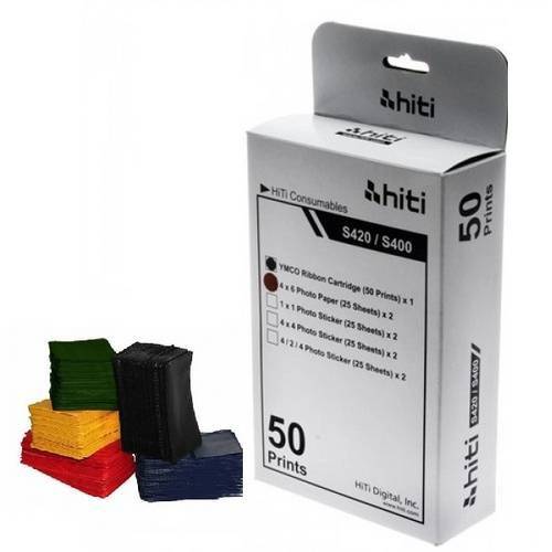 Kit S420 Hiti - Papel/Ribbon para 100 Fotos + 100 Carteirinhas 3x4