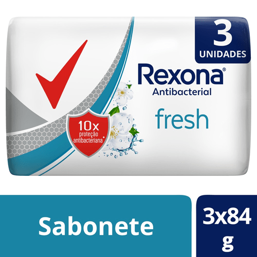 Kit Sabonete em Barra Rexona Antibacterial Fresh 84g 3 Unidades