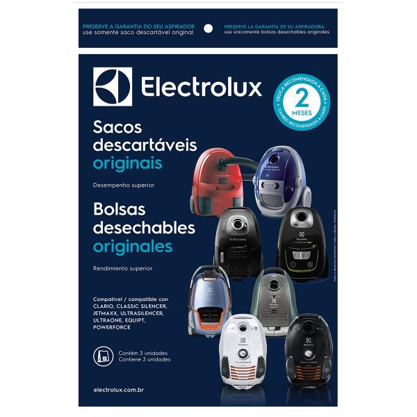 Kit 3 Sacos Descartáveis Clario para Aspirador de Pó Electrolux