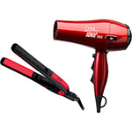 Tudo sobre 'Kit Secador Ionic Vermelho 1800W 127V + Prancha Passione Vermelha Secos e Umidos Bivolt - Lizz'