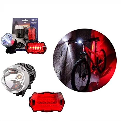 Kit Segurança Bike Bicicleta Farol LED e LUZ Lanterna 5 LED Luatek