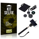 Kit Selfie - Lente Fisheye 3in1 + Bastão Selfie - Armyshield