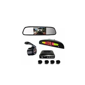 Kit Sensor de Estacionamento Prata,Câmera de Ré, Bip Sonoro e Espelho LCD 4,3 Polegadas - Prata - N/A