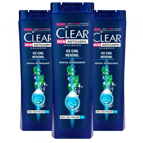 Kit 3 Shampoo Clear Ice Cool Menthol - 200ml