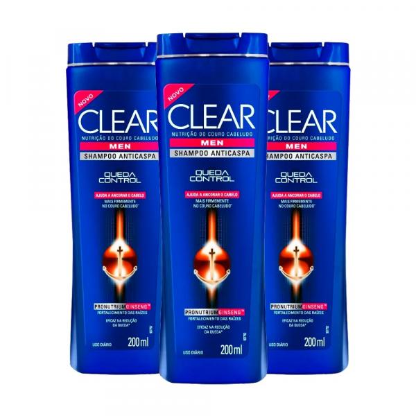 Kit 3 Shampoo Clear Queda Control 200ml