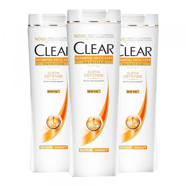 Kit 3 Shampoo Clear Queda Defense 200ml