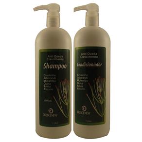 Kit Shampoo e Condicionador Queda de Cabelo de Jaborandi, Alumã e Broto de Bambu 1 Litro - Shampoo 1 Litro, Condicionador 1 Litro