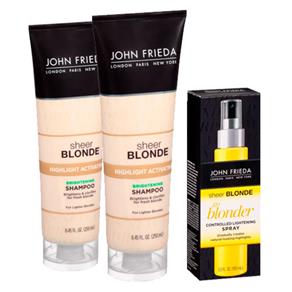 Kit 2 Shampoo John Frieda Sheer Blonde Tons Claros 250ml Ganhe Clareador John Frieda Spray 103ml