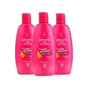 Kit Shampoo Johnson´s Baby Gotas de Brilho 200ml 3 Unidades
