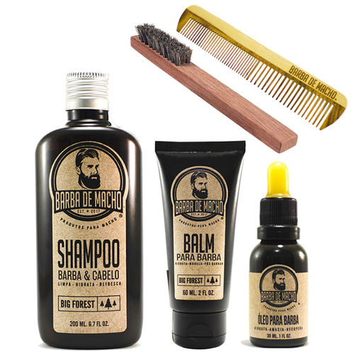 Tudo sobre 'Kit Shampoo para Barba Oleo Balm Pente e Escova Barbearia'