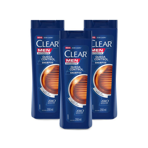 Kit 3 Shampoos Anticaspa Clear Men Controle da Queda 200ml - Leve 03 Pague 02