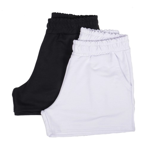 Kit 2 Shorts de Moletom Preto e Branco