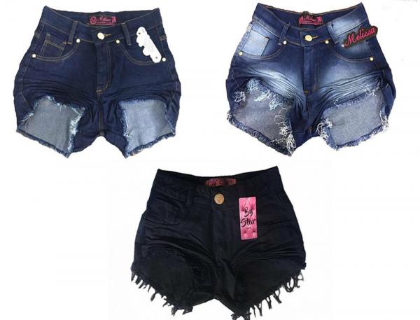 Tudo sobre 'Kit 3 Shorts Jeans Feminino Cintura Alta Hot Pant Lycra - Opa Linda'