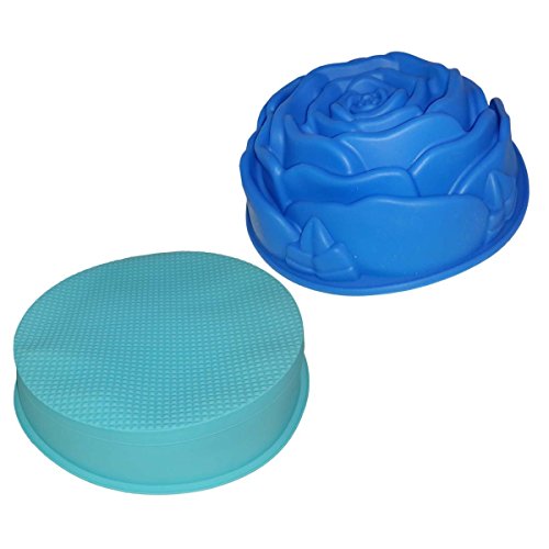 Tudo sobre 'Kit Silicone Cozinha 2 Forma Doce Torta Flor Redonda Azul (Kit2-Sili-6-11)'