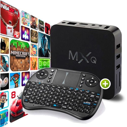 Kit Smart Tv Box Mxq Netflix Youtube + Mini Teclado Sem Fio Com Touchpad Mouse