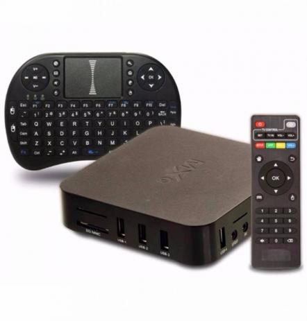 Kit 2 Smart Tv Box Mxq + 2 Mini Teclado Touchpad Mouse Preto