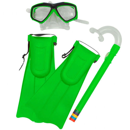 Kit Snorkel com Máscara e Nadadeiras Verde Belfix