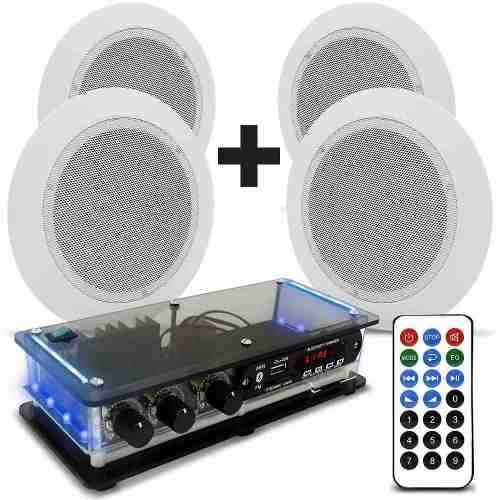 Kit Som Ambiente Amplificador Bluetooth + 2 Arandelas Gesso - Orion
