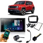 Kit Som Automotivo SPH-DA138TV Pioneer Bluetooth/USB/TV/Touch Screen C/ Câmera de Ré + Moldura e Chicote Renegade PCD 2018 em Diante